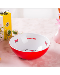 五和純密胺餐具 Hello Kitty 凱蒂貓雙色碗、圓飯碗